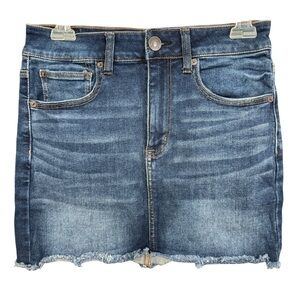 American Eagle Hi-Rise Mini Skirt 👖 Denim Frayed Hem Size 6